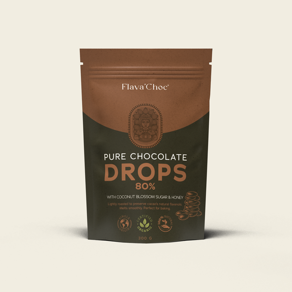 Pure Chocolate Drops 80% — Single-Origin Madagascar, Coconut Blossom Sugar & Honey, 300g, Organic