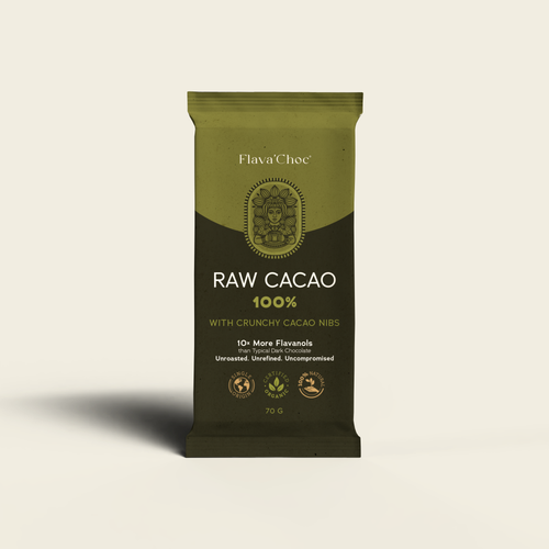 Raw Cacao Bar 100% — Single-Origin Ecuadorian Nacional, 70g, Organic