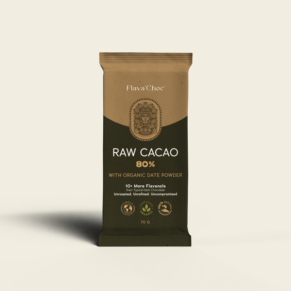 Raw Cacao Bar 80% — Single-Origin Ecuadorian Nacional with Date Powder, 70g, Organic