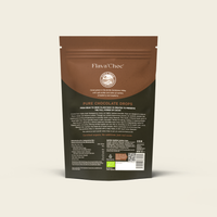 Pure Chocolate Drops 80% — Back of Pouch with Ingredients and Origin